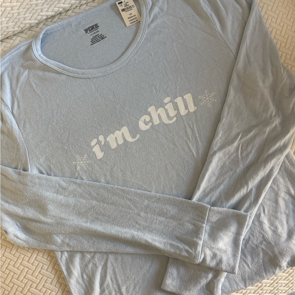 PINK Cozy Long Sleeve “i’m chill” Sleep Tee